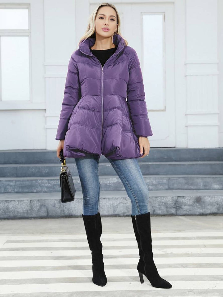 Levoire | Trench-Coat Midi Long Doudoune Trapèze Col Montant Nœud Ceinture Poches Femmes Vintage Mignon Veste