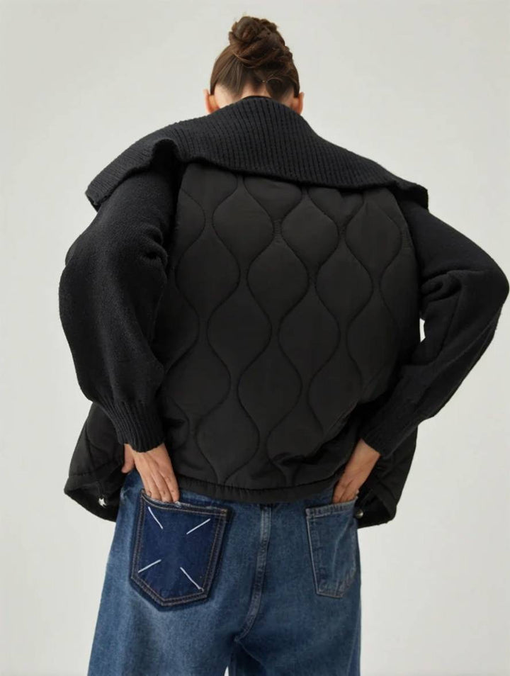 Levoire | Manteau En Coton Géométrique À Boutonnière, Poches, Col À Revers, Manches Longues, Dames, Décontracté, Coupe Ample