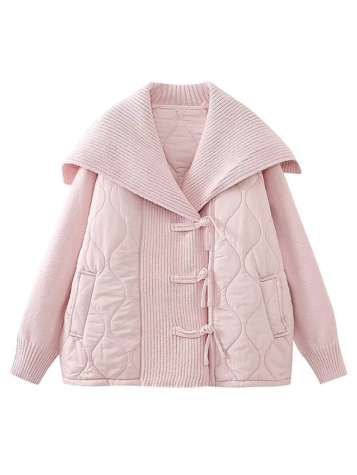Levoire | Manteau En Coton Géométrique À Boutonnière, Poches, Col À Revers, Manches Longues, Dames, Décontracté, Coupe Ample Rose
