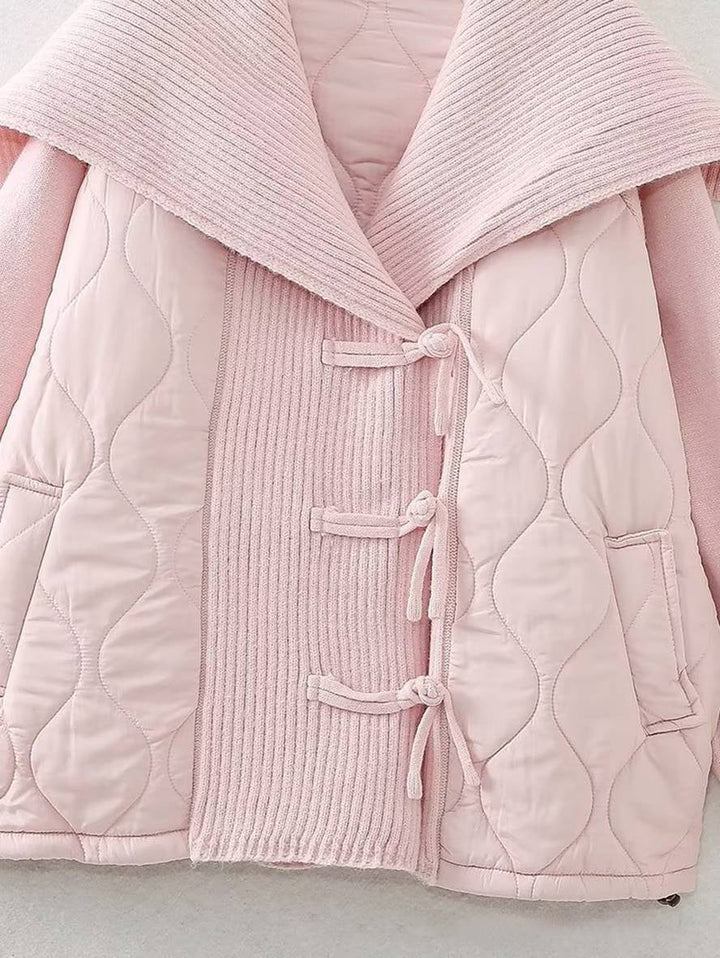 Levoire | Manteau En Coton Géométrique À Boutonnière, Poches, Col À Revers, Manches Longues, Dames, Décontracté, Coupe Ample
