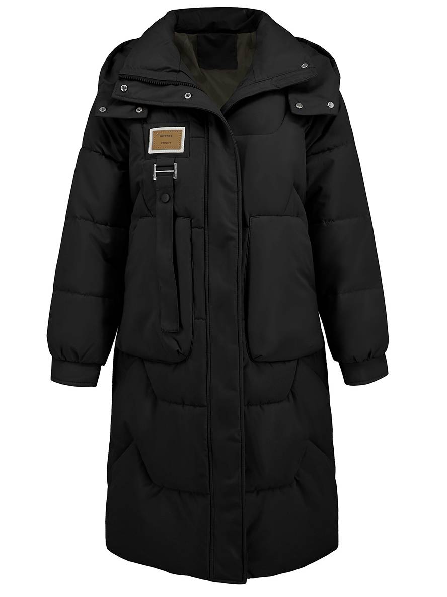 Levoire | Manteau Doudoune Uni Plus Long Avec Col Montant, Fermeture Éclair, Patte De Boutonnage, Poches Pour Femmes, Élégant, Décontracté, Veste