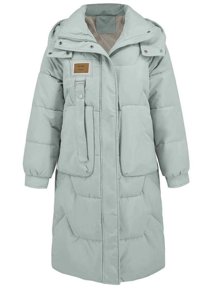 Levoire | Manteau Doudoune Uni Plus Long Avec Col Montant, Fermeture Éclair, Patte De Boutonnage, Poches Pour Femmes, Élégant, Décontracté, Veste