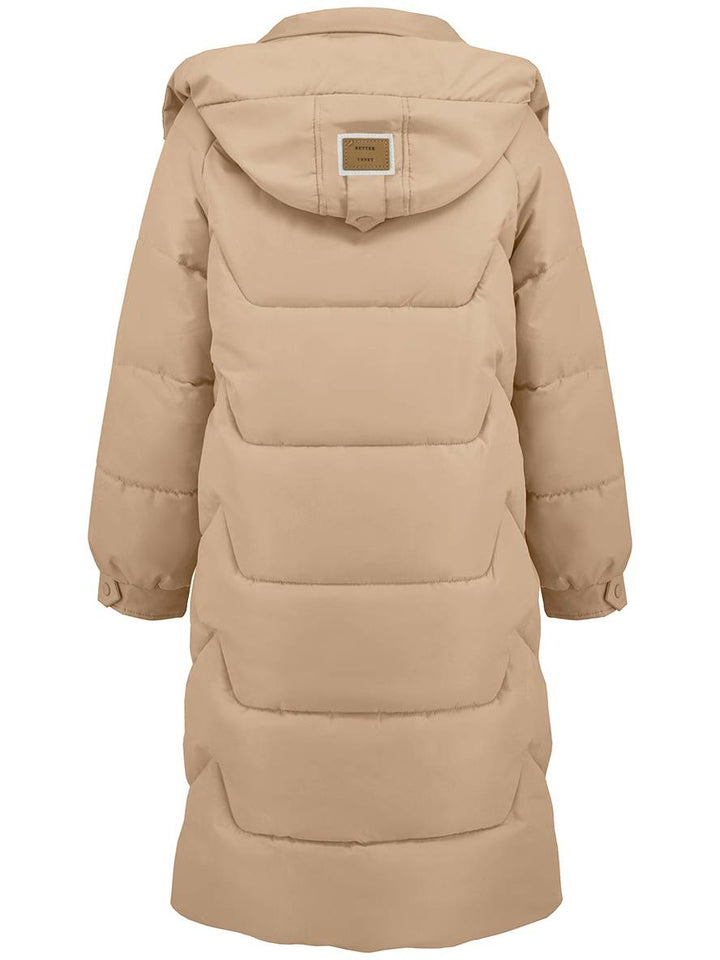 Levoire | Manteau Doudoune Uni Plus Long Avec Col Montant, Fermeture Éclair, Patte De Boutonnage, Poches Pour Femmes, Élégant, Décontracté, Veste