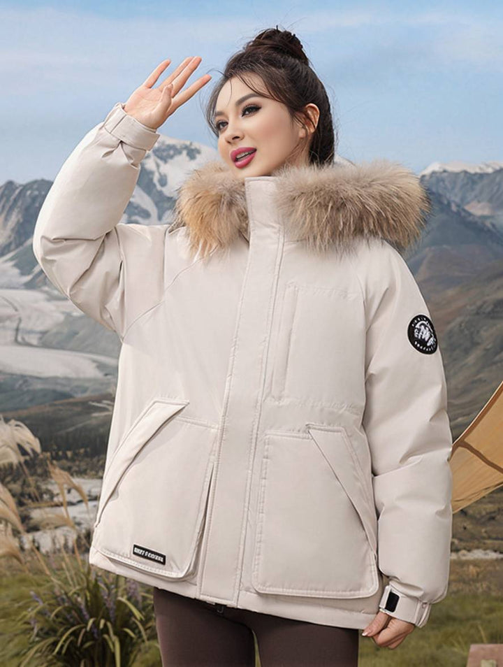 Levoire | Parka Avec Capuche Fermeture Éclair Poches Manches Longues Femmes Élégant Décontracté Ample Casual Manteau D'Hiver