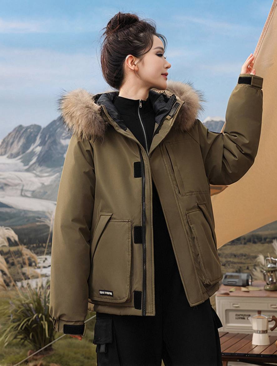 Levoire | Parka Avec Capuche Fermeture Éclair Poches Manches Longues Femmes Élégant Décontracté Ample Casual Manteau D'Hiver