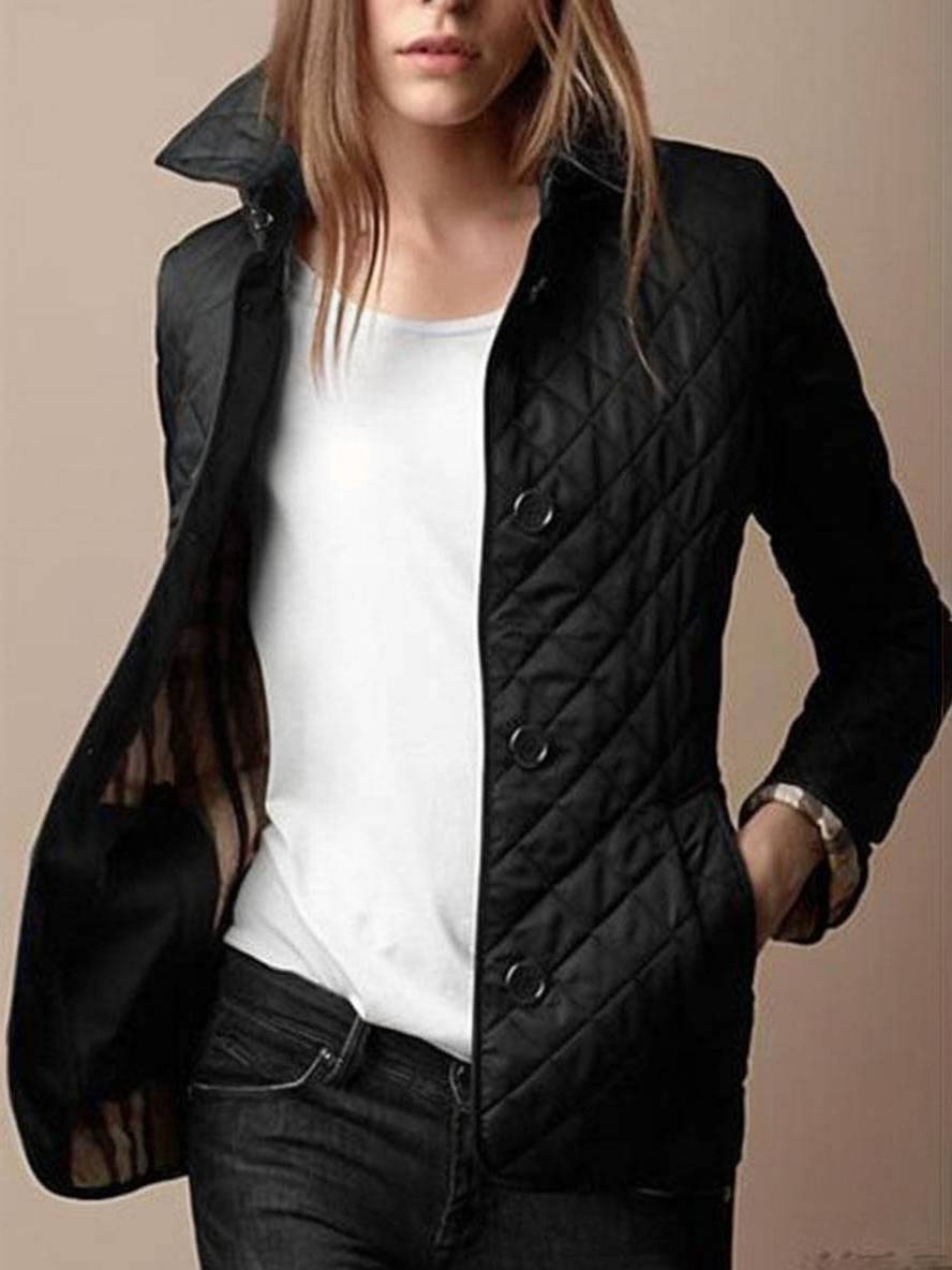 Levoire | Manteau Court Uni Avec Poches À Boutons Revers Manches Longues Femme Veste Décontractée Élégante Noir