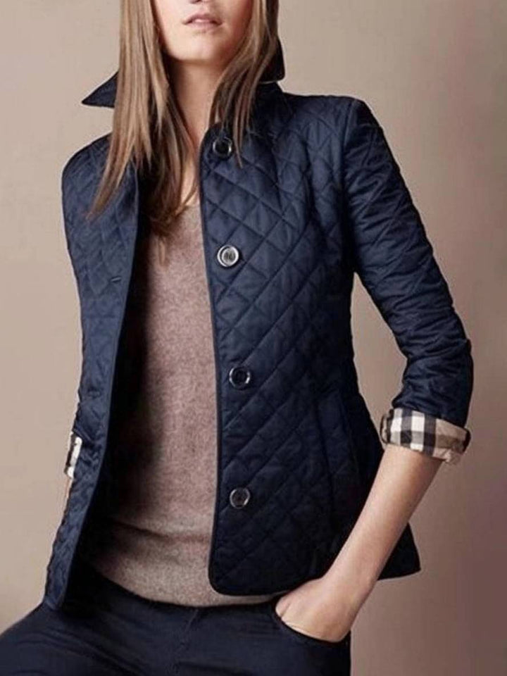 Levoire | Manteau Court Uni Avec Poches À Boutons Revers Manches Longues Femme Veste Décontractée Élégante Marine