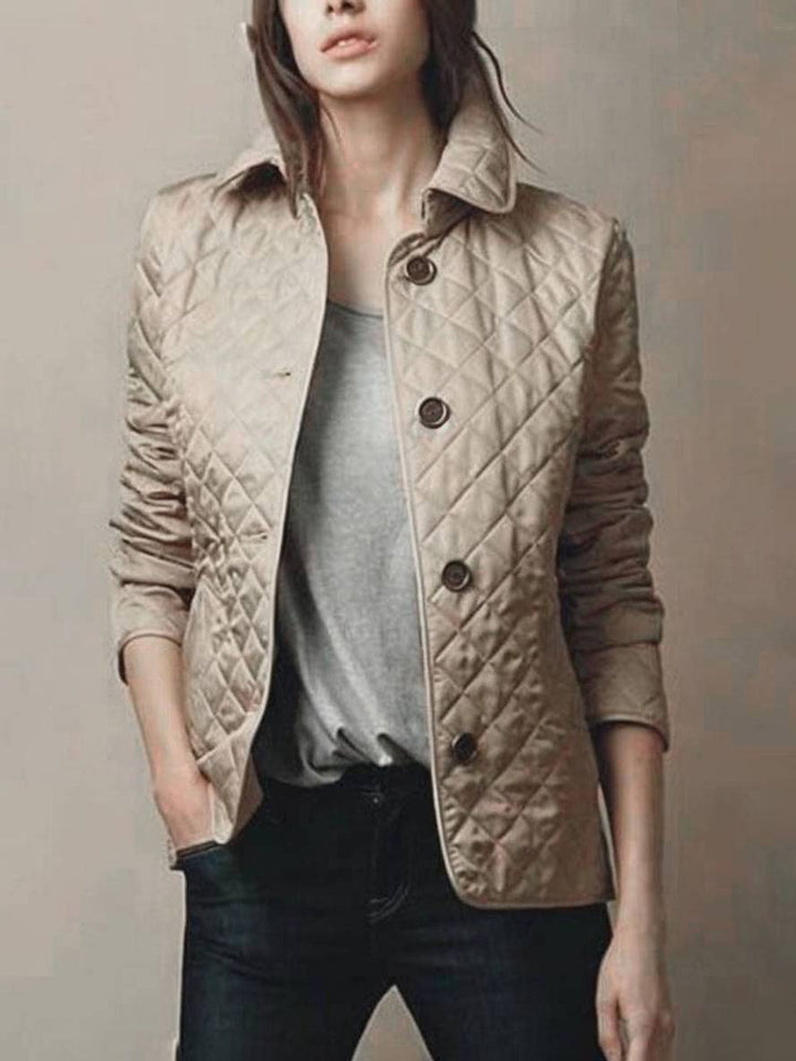 Levoire | Manteau Court Uni Avec Poches À Boutons Revers Manches Longues Femme Veste Décontractée Élégante Khaki