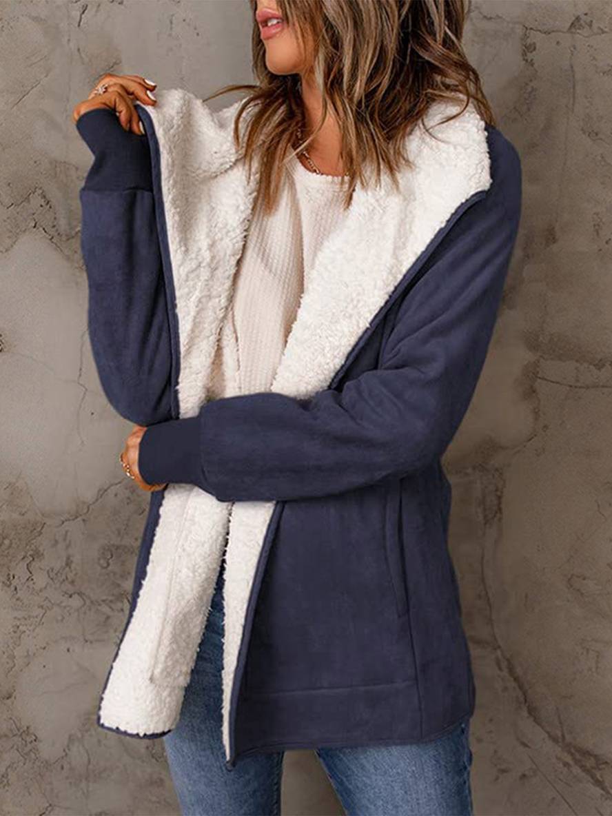 Levoire | Manteau En Daim Poches Manches Longues Femme Mode Décontractée Loisirs Hiver Veste
