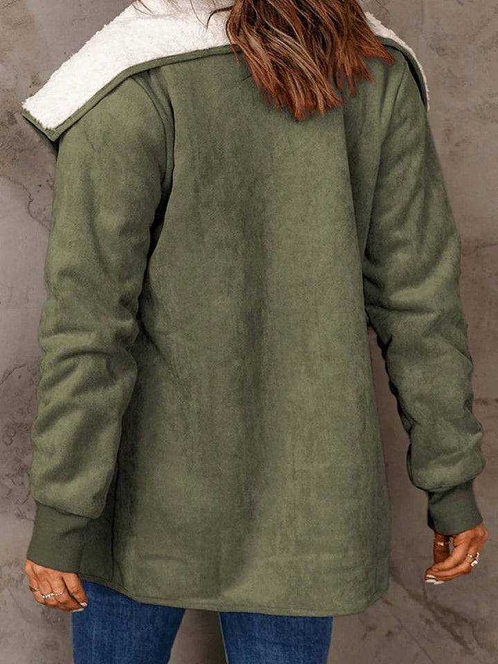 Levoire | Manteau En Daim Poches Manches Longues Femme Mode Décontractée Loisirs Hiver Veste