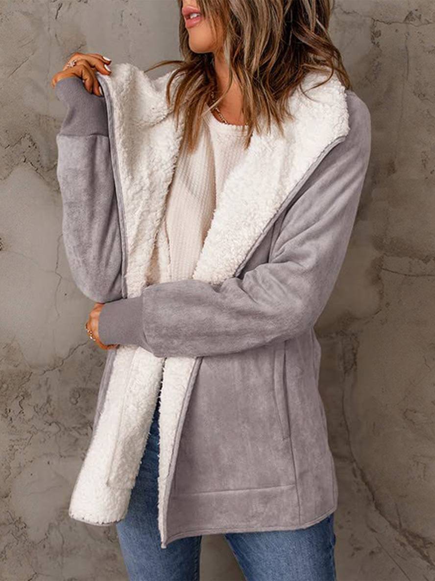 Levoire | Manteau En Daim Poches Manches Longues Femme Mode Décontractée Loisirs Hiver Veste