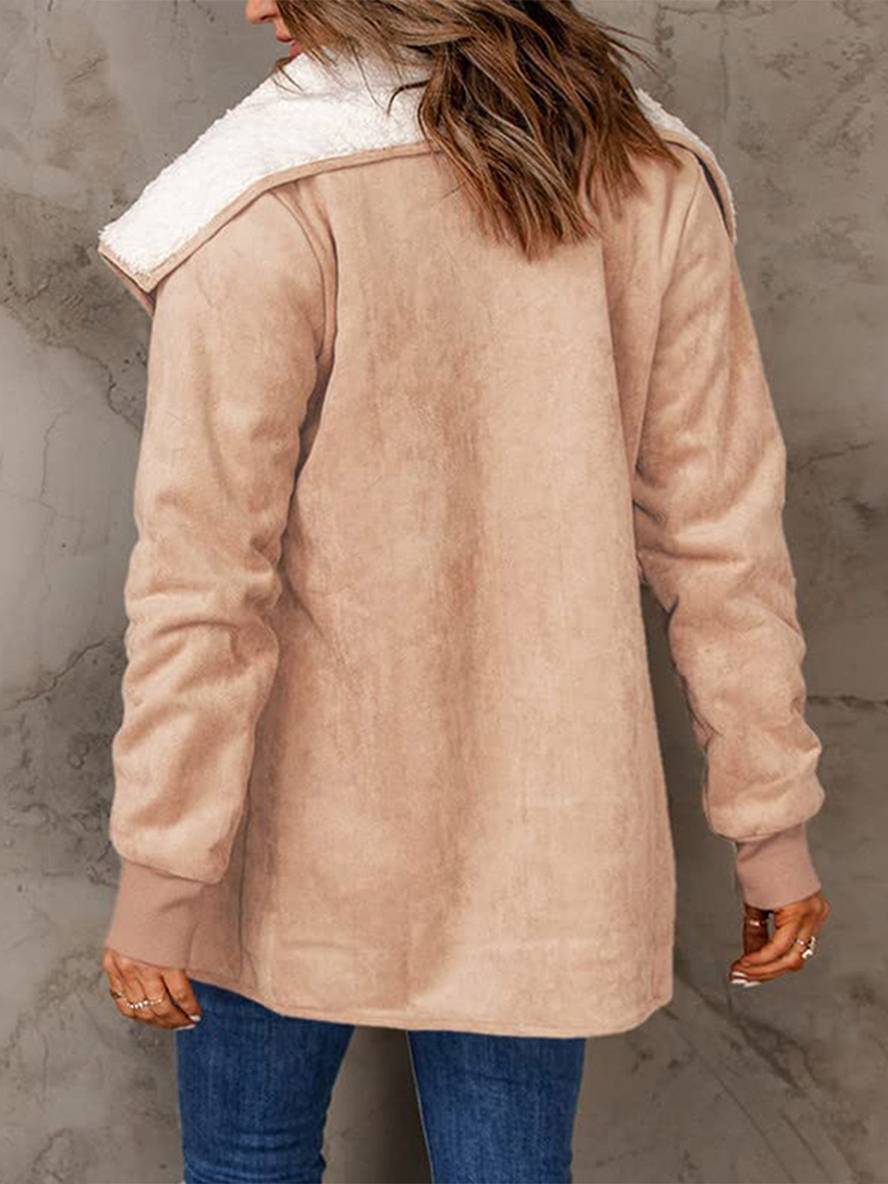 Levoire | Manteau En Daim Poches Manches Longues Femme Mode Décontractée Loisirs Hiver Veste