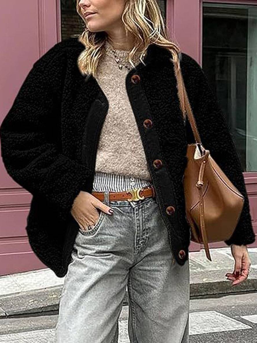 Levoire | Manteau En Velours Côtelé Avec Boutons Poches Col Rond Manches Longues Femmes Mode Décontractée Élégante Veste De Loisir