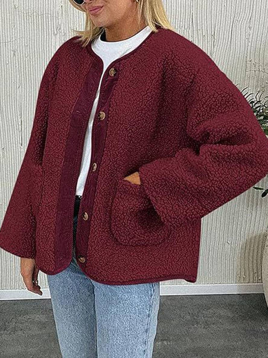 Levoire | Manteau En Velours Côtelé Avec Boutons Poches Col Rond Manches Longues Femmes Mode Décontractée Élégante Veste De Loisir