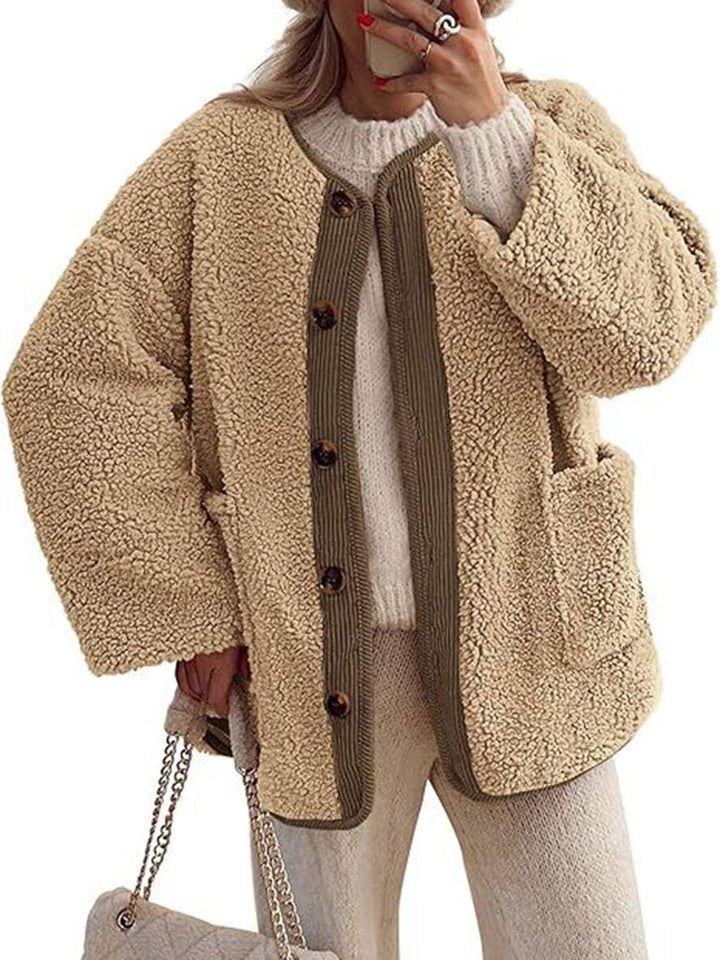 Levoire | Manteau En Velours Côtelé Avec Boutons Poches Col Rond Manches Longues Femmes Mode Décontractée Élégante Veste De Loisir Khaki