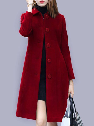 Levoire | Manteau Droit Unicolore À Fermeture Boutonnée, Col Revers, Manches Longues Pour Femmes, Élégant, Veste Décontractée