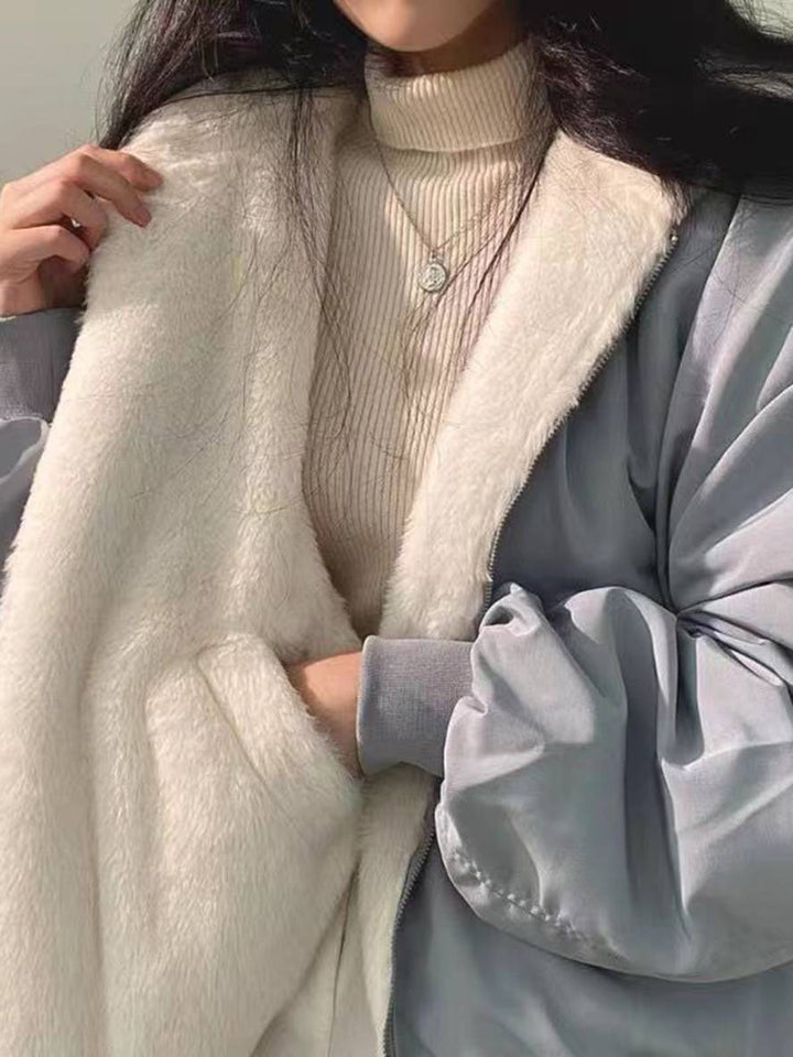 Levoire | Sweat À Capuche D'Hiver Manteau Polaire Fermeture Éclair Poches Épaule Tombante Dames Décontracté Grande Taille Veste Décontractée