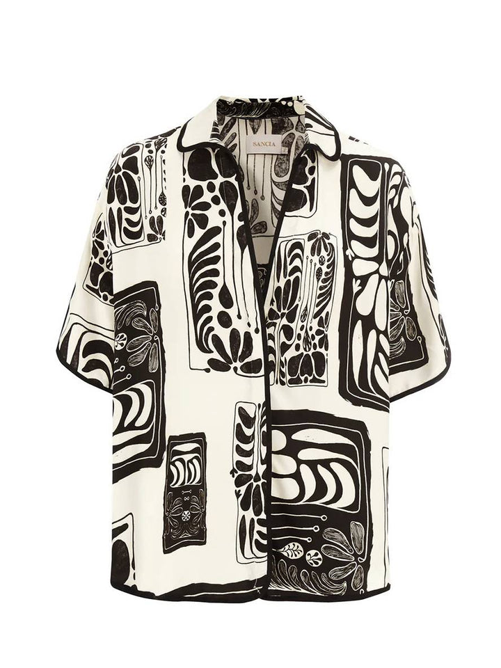 Levoire | Ensemble Chemise Boutonnée Imprimée Fleurs Col Manches Courtes Femme Décontractée Lâche Loisirs Deux Pièces