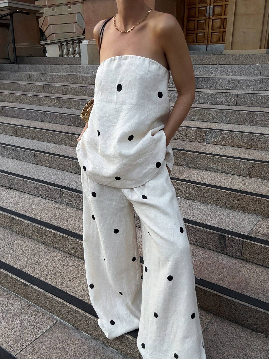 Levoire | Ensembles 2 Pièces Avec Pantalons Évasés Top En Dentelle Avec Fermeture Éclair Bustier Pour Femmes Les Vacances Blanc