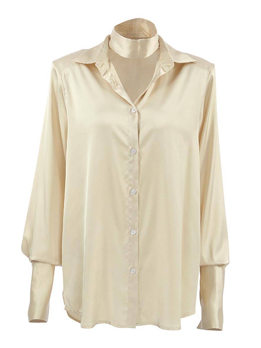 Levoire | Chemisier Satin À Boutons Manches Longues Femmes Élégant Décontracté Blouse