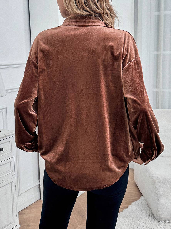 Levoire | Chemisier En Velours Avec Boutons Et Poches, Col Classique, Manches Longues, Vêtements De Loisirs Pour Femmes