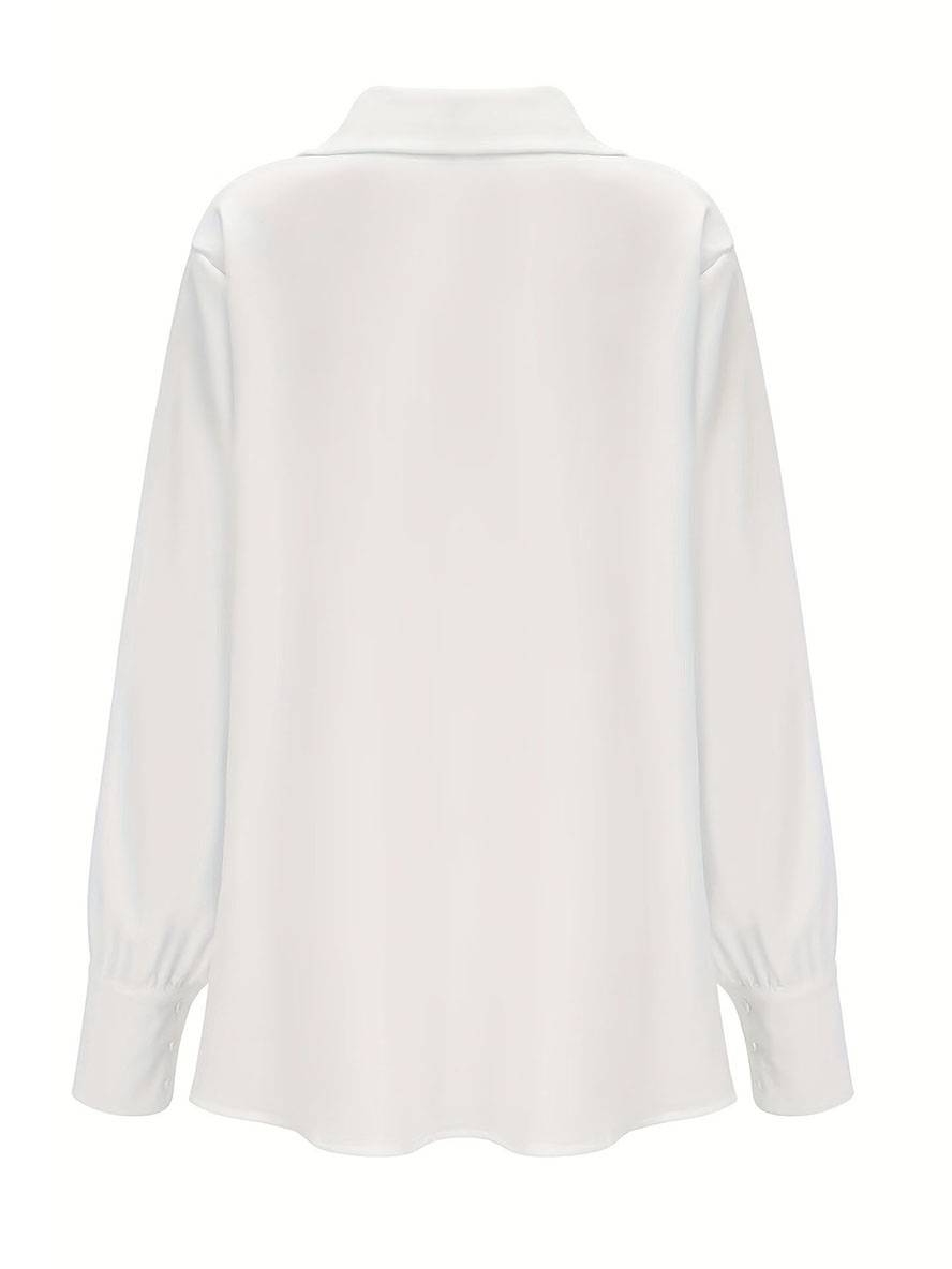 Levoire | Blouse Col Chale Col De Chemise Manches De Bishop Manches Longues Femme Élégant Décontracté Mode Casual