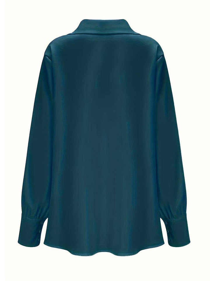 Levoire | Blouse Col Chale Col De Chemise Manches De Bishop Manches Longues Femme Élégant Décontracté Mode Casual