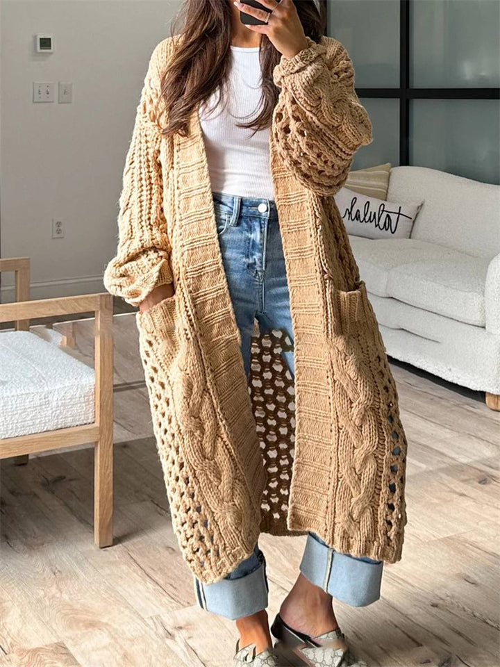 Levoire | Cardigan En Tricot Épais À Décolleté En V Poches Manches Longues Femme Décontracté Large Oversize Pull Casual Khaki