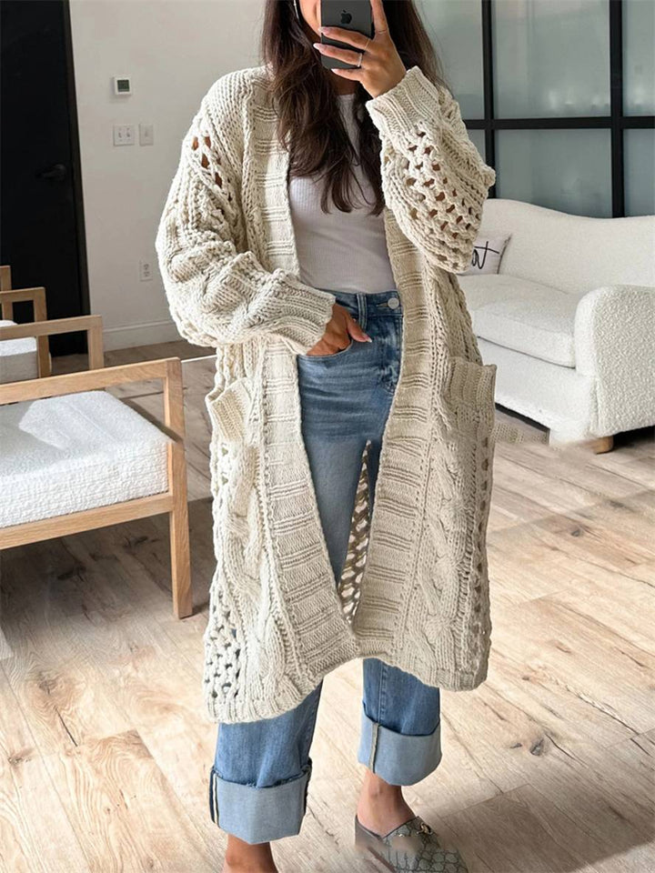 Levoire | Cardigan En Tricot Épais À Décolleté En V Poches Manches Longues Femme Décontracté Large Oversize Pull Casual Abricot