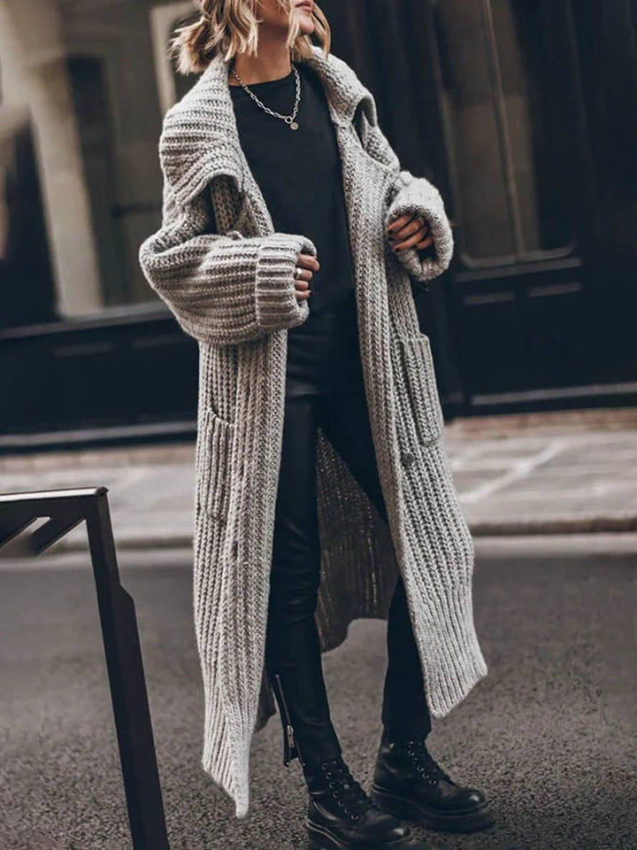 Levoire | Pull-Over Cardigans Unicolor Bouton Poches Col Revers Manches Longues Femmes Décontracté Ample Taille Oversized Veste