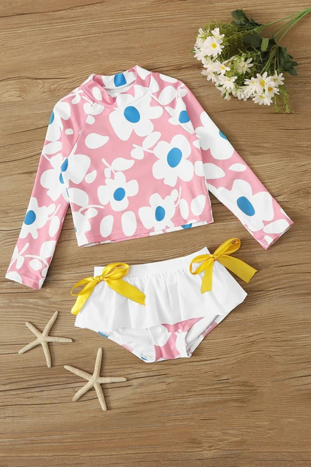 Levoire | Fille Imprimé Floral Haut de Tankini à Manches Longues Multicolore
