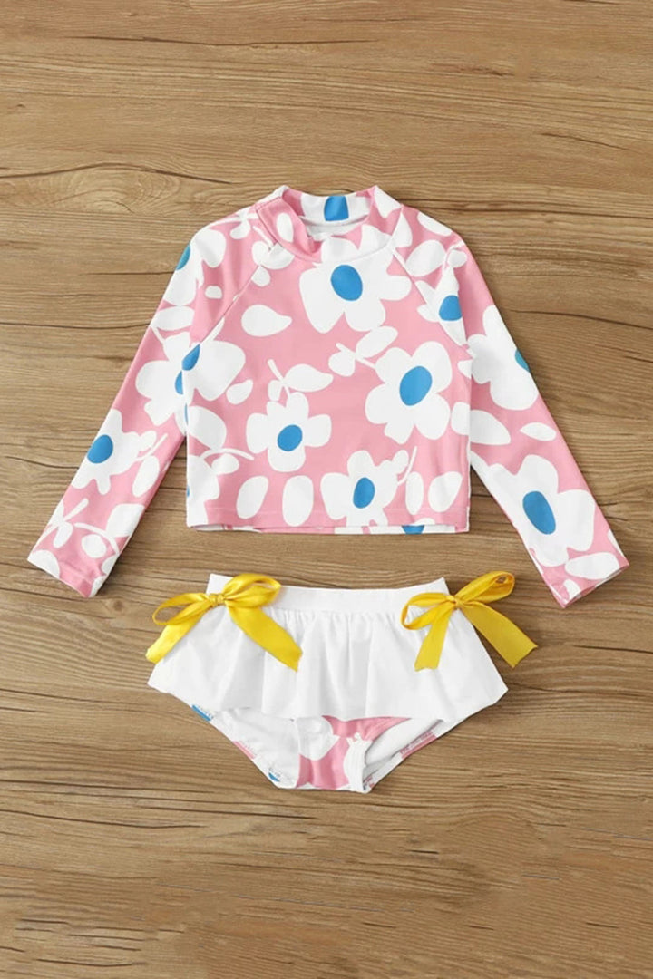Levoire | Fille Imprimé Floral Haut de Tankini à Manches Longues