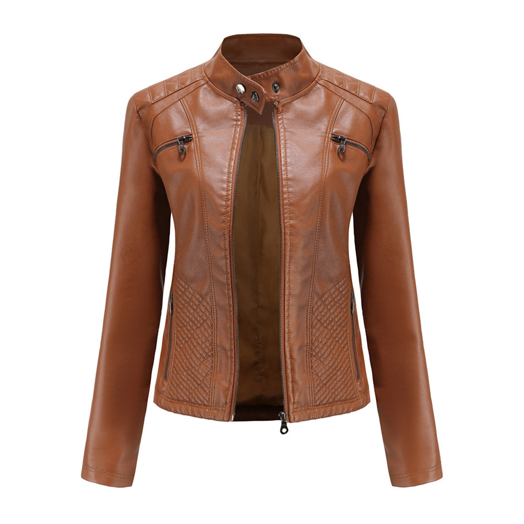 Levoire - Veste en cuir stylée Chameau