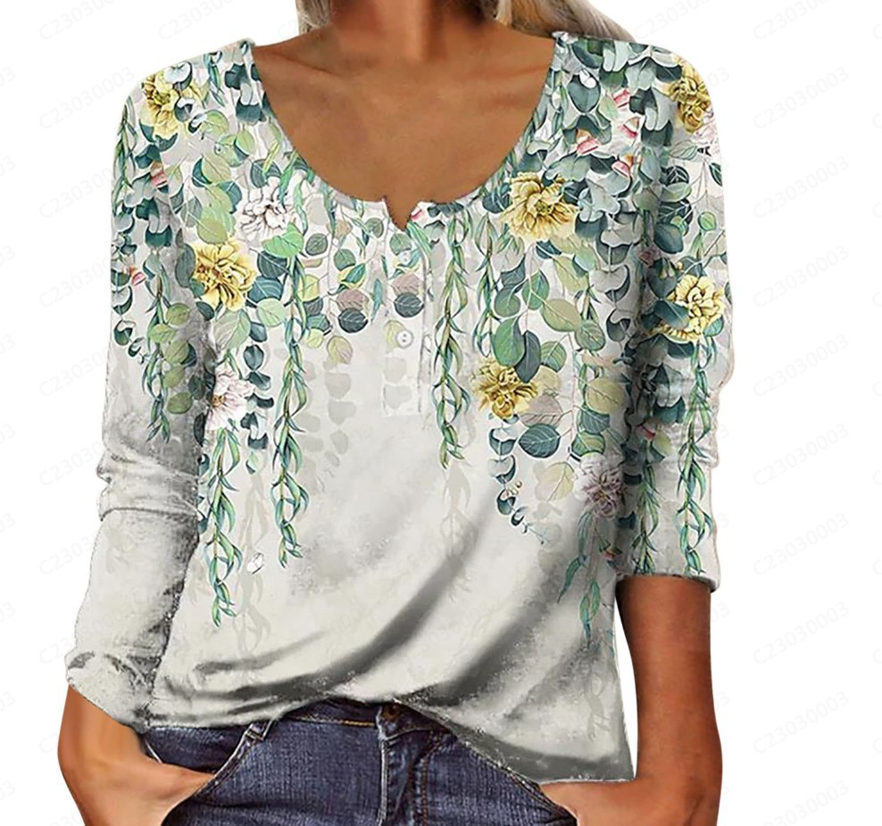 Levoire | shirt avec boutons de fleurs géométriques (Modèle 1)