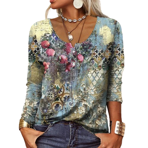 Levoire | shirt avec boutons de fleurs géométriques (Modèle 4)