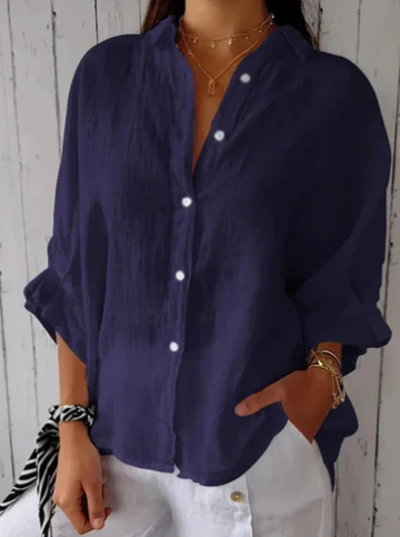 Levoire | Chemise En Lin Ajustée À Manches Longues Bleu foncé