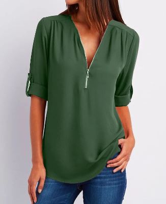 Levoire | Charmante Chemise Élégante vert kaki
