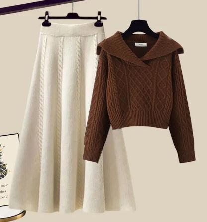 Levoire | Ensemble En Deux Parties Avec T-Shirt Et Jupe Jupe blanche et chemise brune