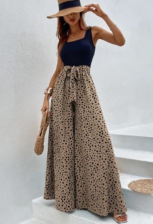 Levoire | Combinaison Avec Jambes Larges Et Imprimé À Pois Khaki