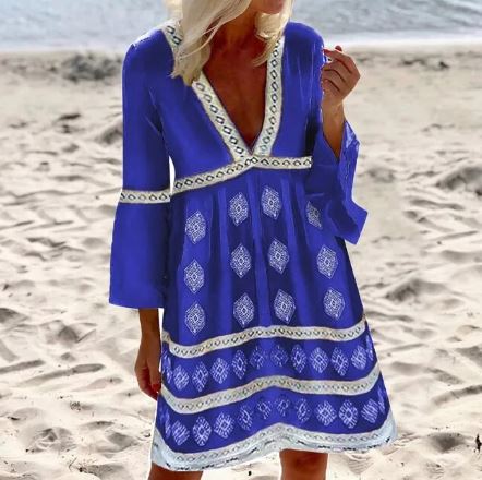 Levoire | Robe Confortable Avec Décolleté En V Bleu