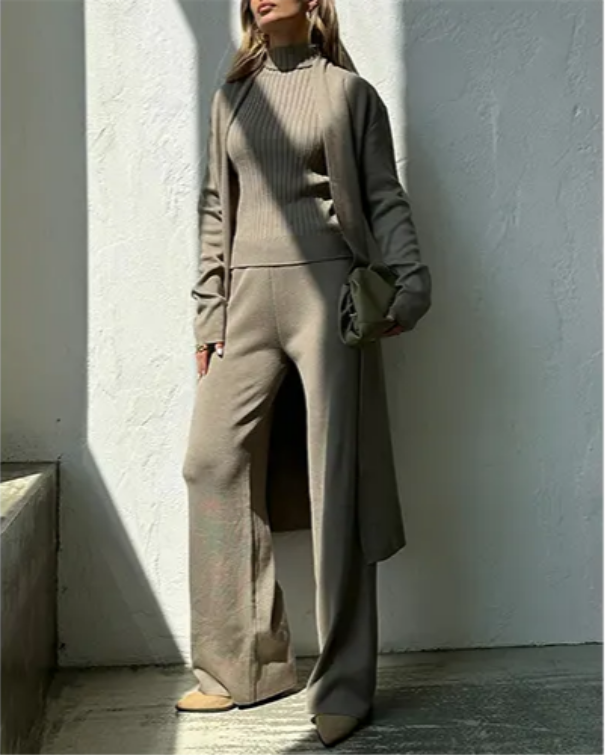 Levoire | Ensemble Tricot De 3 Pièces - Pull, Pantalon Ample, Cardigan