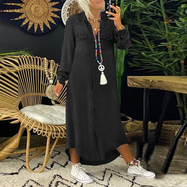 Levoire | Robe En Jean Longue Chic Noir