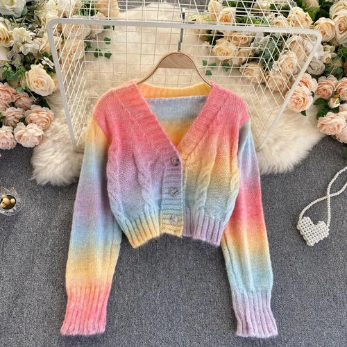 Levoire | Cardigan court rayé arc-en-ciel
