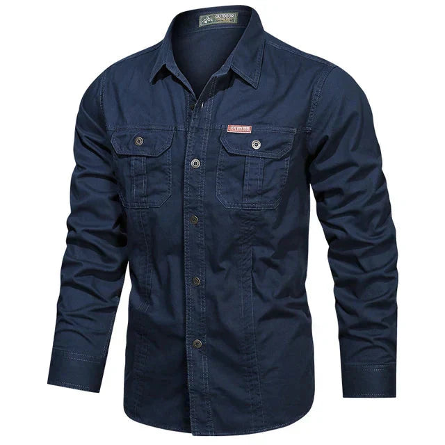 Levoire | Chemise À Manches Longues Col À Revers Chemise À Boutons Chemise Pour Hommes Bleu foncé