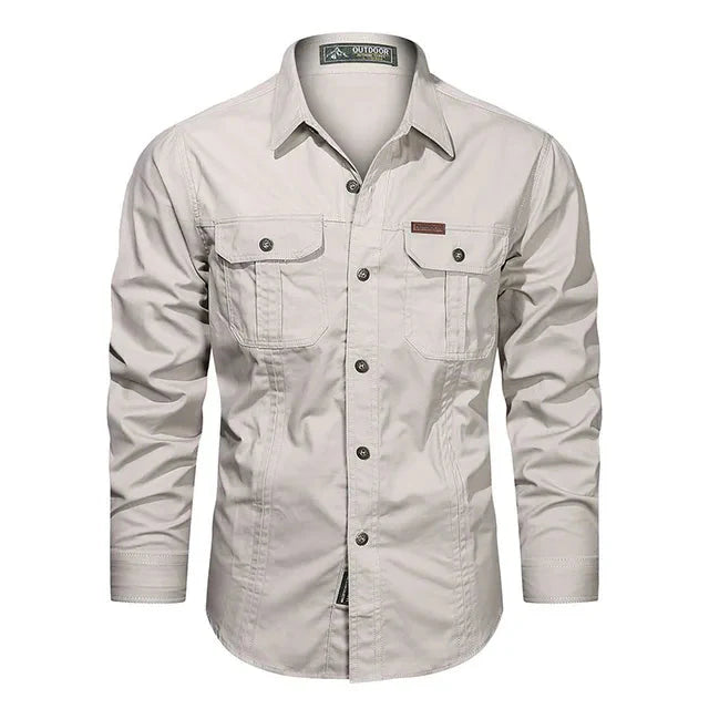 Levoire | Chemise À Manches Longues Col À Revers Chemise À Boutons Chemise Pour Hommes blanc cassé