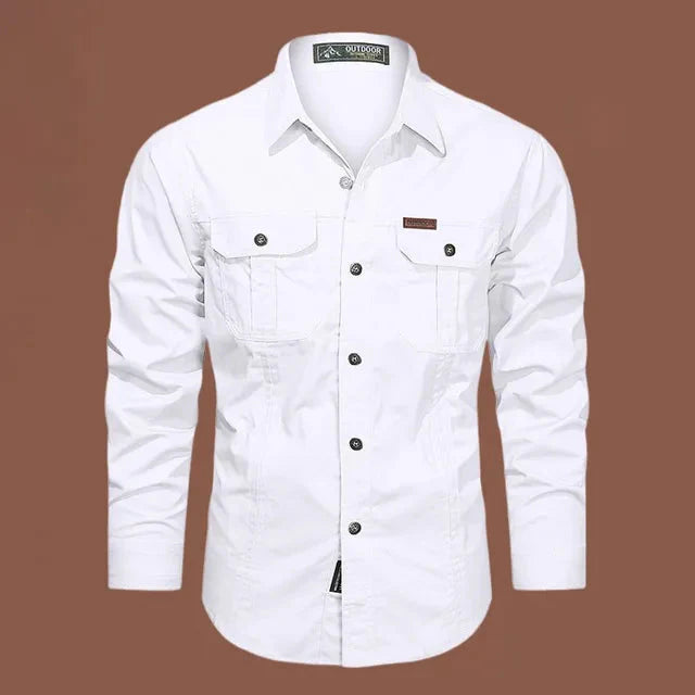 Levoire | Chemise À Manches Longues Col À Revers Chemise À Boutons Chemise Pour Hommes Blanc
