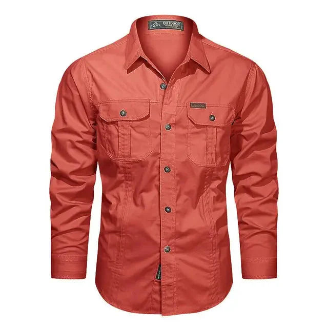 Levoire | Chemise À Manches Longues Col À Revers Chemise À Boutons Chemise Pour Hommes Rot