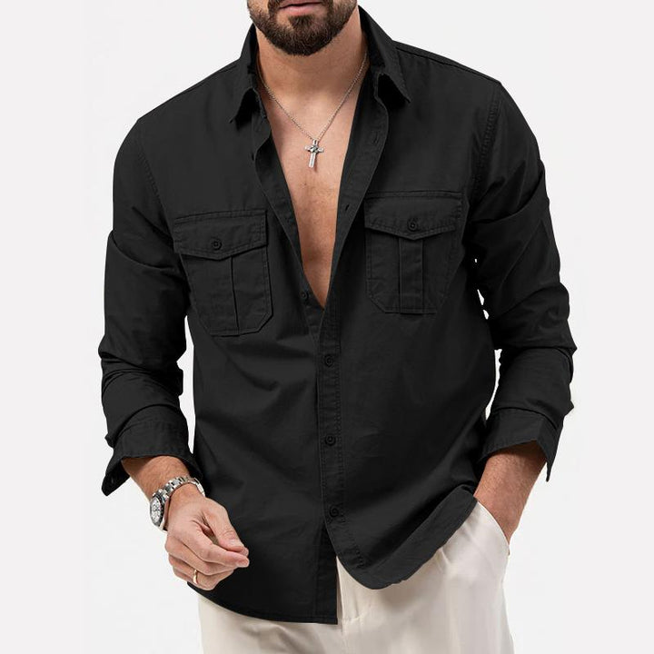 Levoire | Chemise Pour Homme À Manches Longues Avec Patte De Boutonnage Et Poches Noir