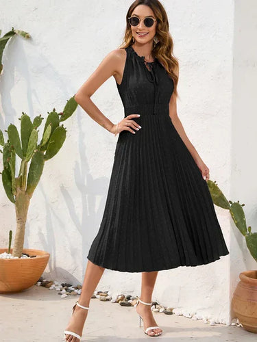 Levoire | Robe Plissée Noire Avec Dos Nu