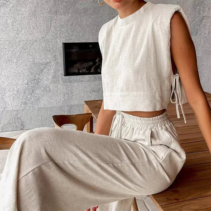 Levoire | Ensemble Deux Pièces Avec Pantalon Large Et Débardeur Khaki